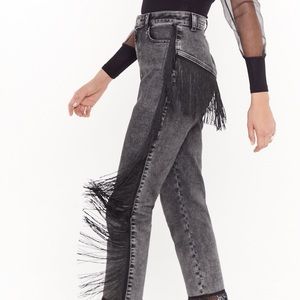 Nasty gal black fringe jeans